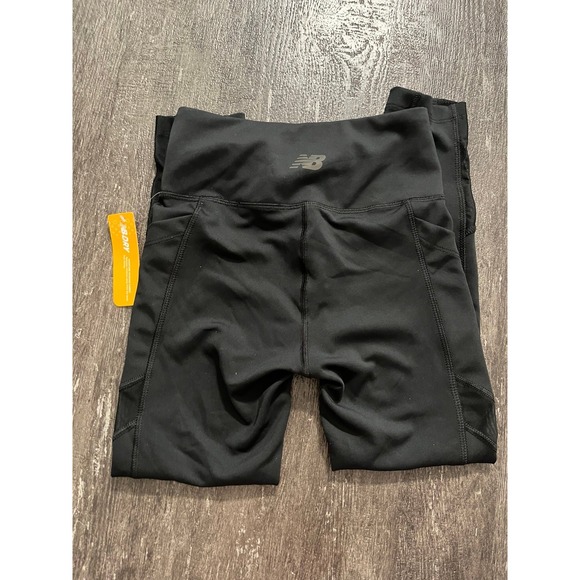 New Balance Leggings Black Moisture Wicking Pockets Size XS Cropped Mesh NWT - Picture 5 of 5